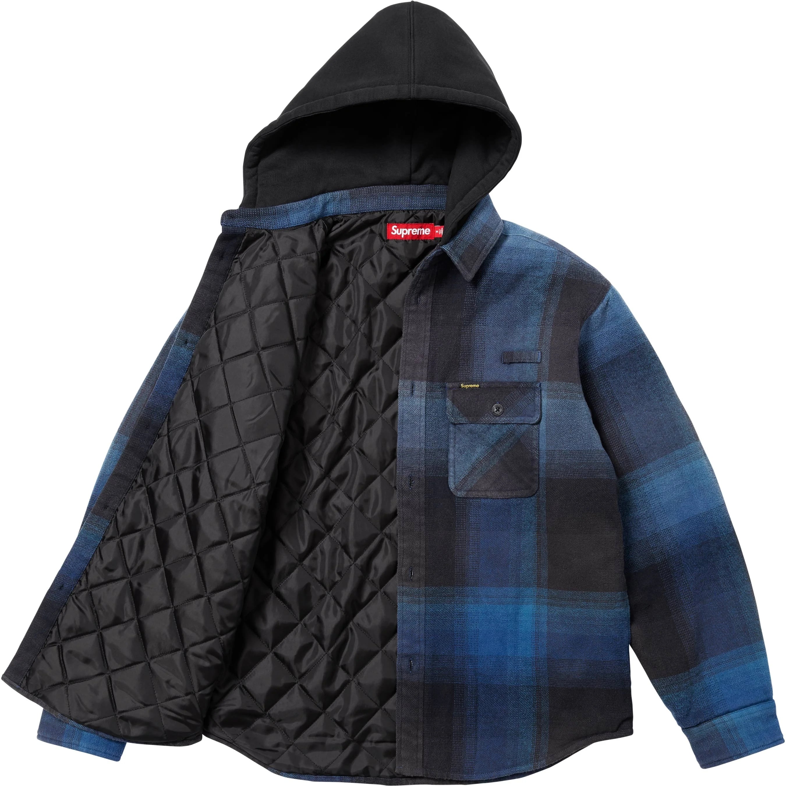 Quilted Lined Hooded Flannel Shirt view 2